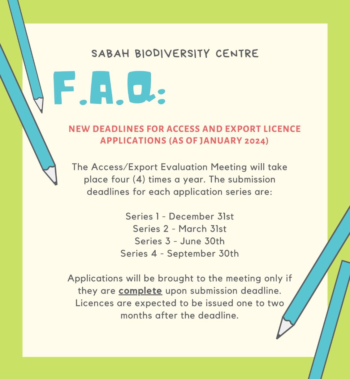 access and export licence deadlines